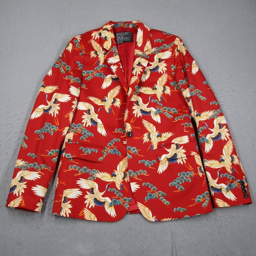 Pattric Boyle Red Crane Print Suit Men Saiseiki 2018 Japanese 2 Piece